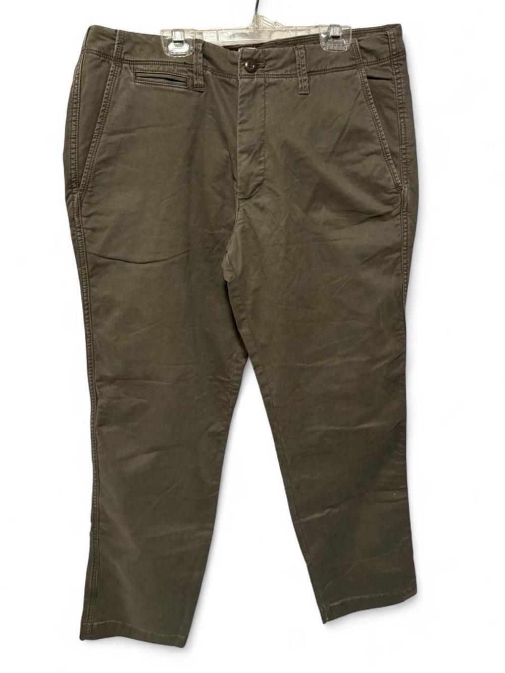 Gap Men’s Straight Fit Stretch Chino Khakis Olive Green Mid Rise Size 34x32